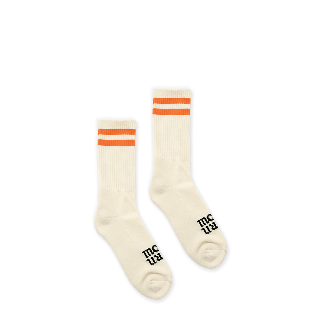 Classic Stripe Logo Socks <br><i>Bone / Orange</i>