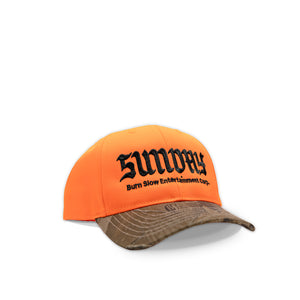 Burnday 6 Panel Hat <br><i>Safety Orange / Camo</i>