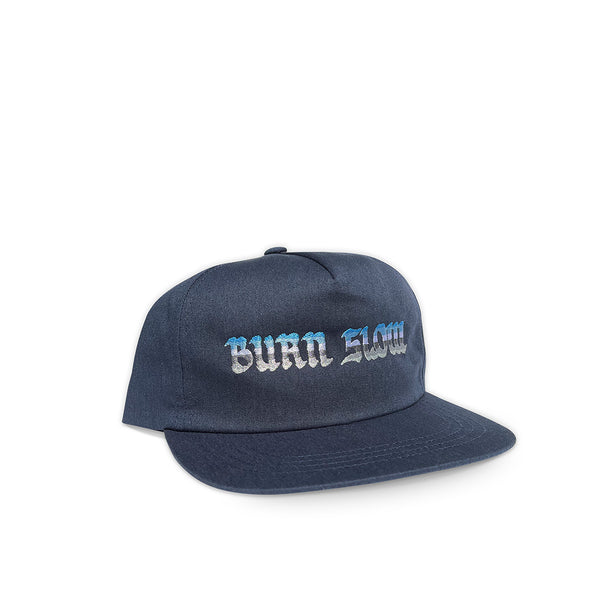 Long Logo 5 Panel Hat <br><i>Navy / Chrome</i>