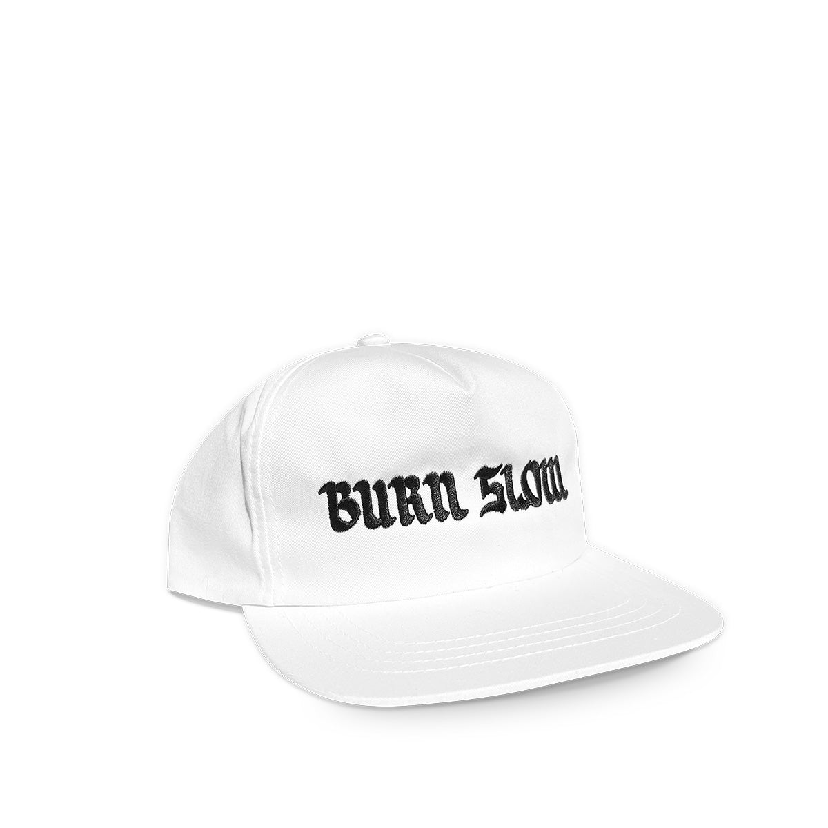 Long Logo 5 Panel Hat White / Noir – BURN SLOW ENT.